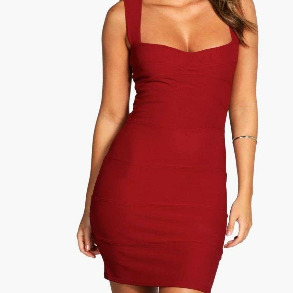 Boohoo Red Bodycon Dress Sleeveless